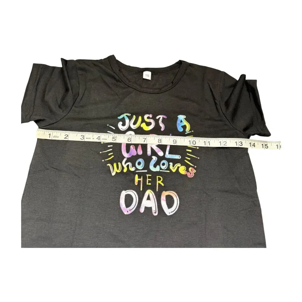 Just a Girl Who Loves Her Dad Shirt Kids 4-5Y Black - Picture 2 of 7